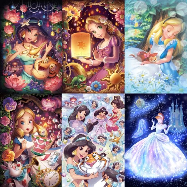 5D Full Diamond Painting Kits Disney Princess Cartoon Girl Fairy Art DIY  Decor