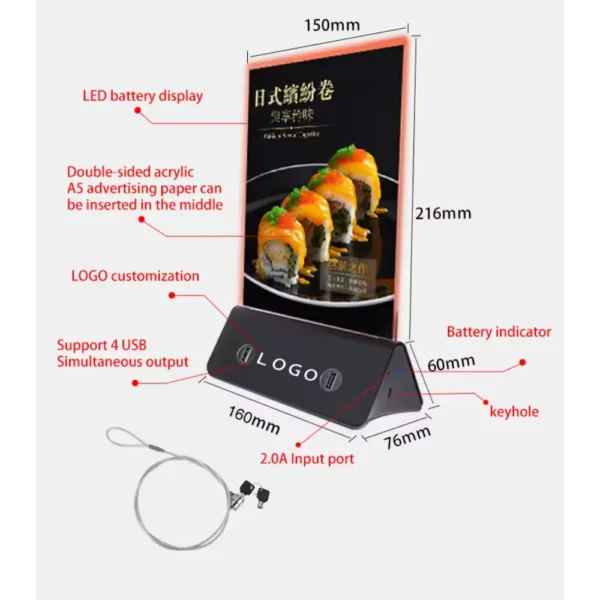 menu holder with compact size and logo customization