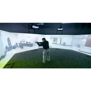 laser gun game with projected targets in a panoramic mode